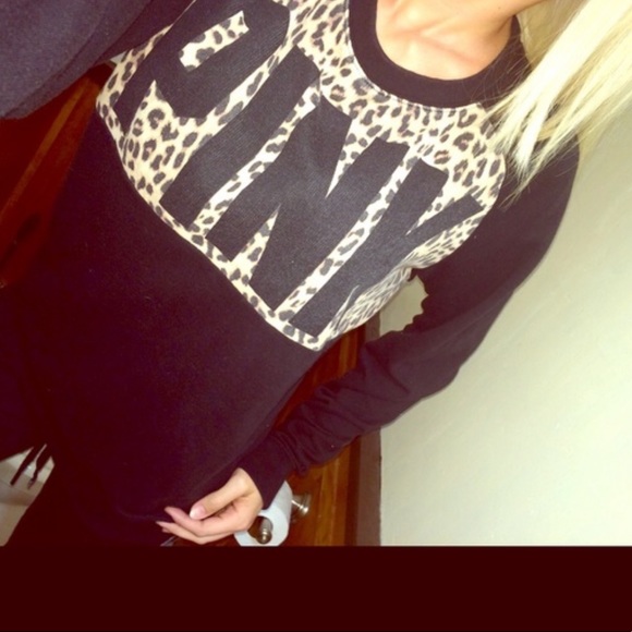 PINK Victoria's Secret Sweaters - ViCTORiA'S SECRET PiNK LEOPARD CREWNECK
